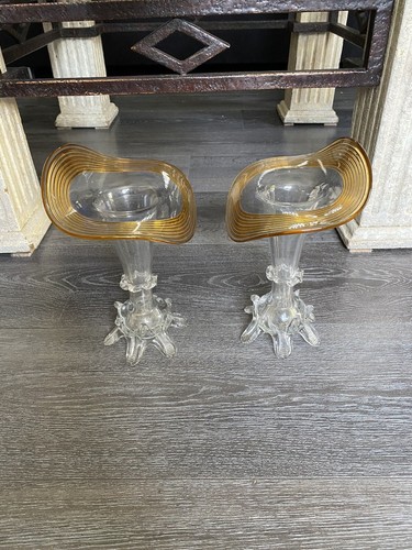 Paire vases verre - de, en