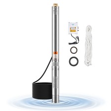 VEVOR Pompe immergée à eau pour puits profond acier inox 550 W 65 L/min 64 m