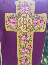 Chasuble & Chape & Vêtement de Messe Liturgique Art Sacré & Croix Prêtre C 34