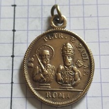 - Rare pendentif médaille Vatican St Peter St Paul Jubilat Deo Omn Terra Roma