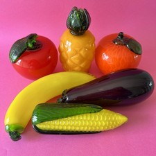 6 faux fruits et légumes vintage en verre soufflé tomate maïs banane ananas