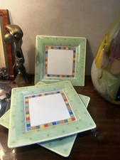 Lot de 3 assiettes à dessert carrées – Villeroy & Boch, modèle Twist Alea Verde