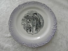 Ancienne assiette à thème en faïence de Gien Les Déjeuners Comiques Le Filou