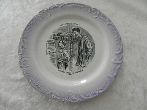Ancienne assiette thème en - assiette, à