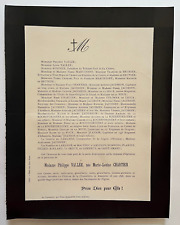 PHILIPPE VALLEE Chartier FAIRE PART Marchesne  Rondier ROCHEFORDIERE Noue 1898