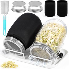 Bocal de Germination2 x 1000ml Germoir en Verre Bocal à Germes2 Couvercle à G...