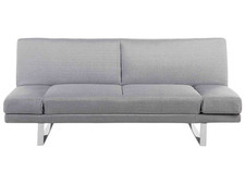 Canapé Convertible 2 Places en Tissu Gris Clair Accoudoirs Ajustables Moderne Yo