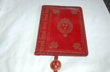 ANCIEN COUVRE LIVRE EN CUIR VÉRITABLE CUIR LISEUSE ROUGE DORURE