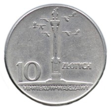 10 ZLOTYCH 1965 POLOGNE / POLAND Colonne Sigismond III