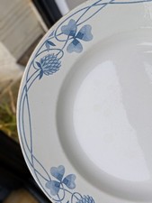 Duo de plats de service Art Nouveau / Sarreguemines U & Cie / décor Trèfle