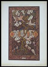 VITRAIL ART NOUVEAU -1910- PHOTOLITHOGRAPHIE, GIANOTTI, COLOMBE, OISEAUX