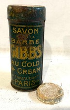 Ancien savon de barbier GIBBS avec boîte publicitaire soldat poilu ww1