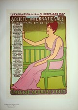 REALIER-DUMAS : Femme en robe empire rose, LITHOGRAPHIE Originale signée, 1900