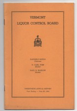Rare1954 Report VERMONT LIQUOR