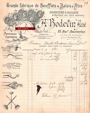 Beau Document du 09/10/1897 BODEVIN Soufflets, balais d'âtre - Paris 75