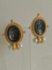 Boucles oreille clip camée GEORGES RECH cameo earrings orhringe orecchini cammeo