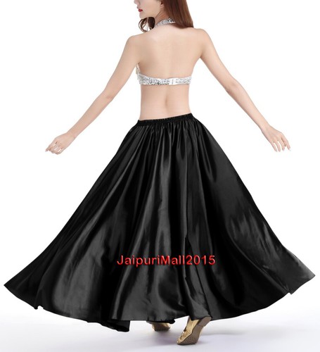 Black satin skirt - satin, full