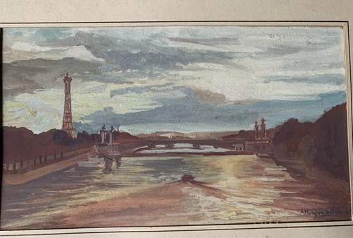 Peinture vue paris seine - peinture, et