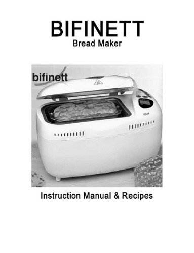 Bifinett bread machine manual - bread,