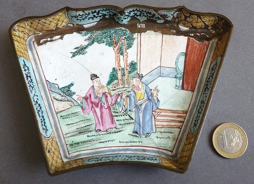 Plat coupelle émail 19e - en,