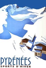 AFFICHE POSTER Pyrénées Ski