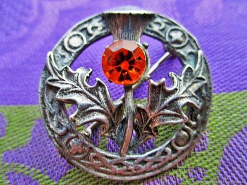 Broche ancienne chardon strass - broche,