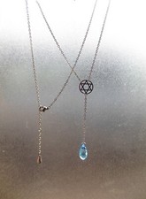 Collier Etoile de David argentée, sceau de Salomon et cristal, bijoux judaïsme
