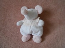 Doudou peluche souris blanche