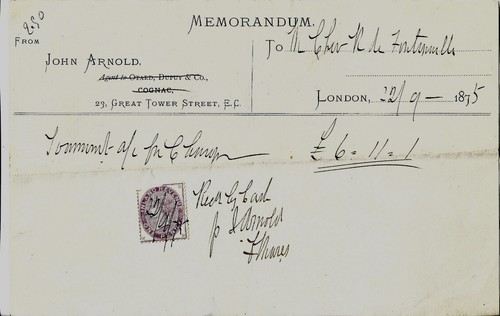 1875 memorandum arnold - 1875, cognac