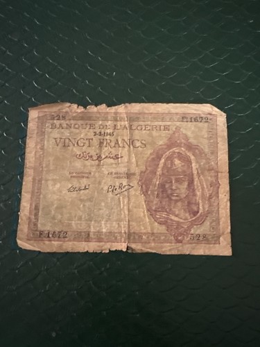 Ancien billet algerie 20 - billet, d'algerie