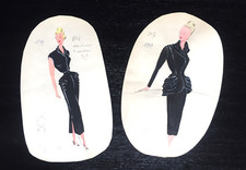 2 ANCIENS DESSINS DE MODE ROBE
