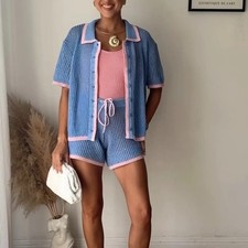 Zara Haut Polo Tricot Bleu