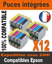 12 CARTOUCHES D'ENCRE non-OEM pour EPSON STYLUS SX400 SX405 WIFI T 0711 à T 0714