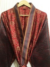 Kimono En Soie Pure Rouge Et Marron Long Robe Gown Fille Femme Kimono KMO5379