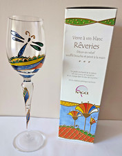 Verre à vin peint.Verre Paul NAGEL.Verre peint émaillé NAGEL.Verre à vin blanc