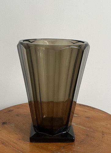 Vase verre fumé vert - vase,