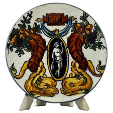 Rare PORTE-MENU Ancien FAÏENCE de GIEN "RENAISSANCE", limoges/sevres/putti...