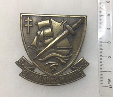 FRANCE -INSIGNE DE BÉRET COMMANDOS MARINE 2 ÉPINGLES BOLÉROS OBLONGS DRAGO PARIS