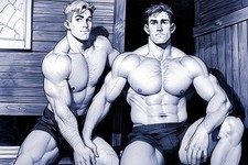 Art érotique gay rugby hommes dans un vestiaire Homoérotisme Gay Romance 2136