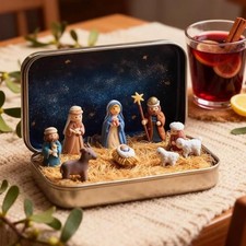 Mini crèche de Noël en boite