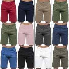Enzo Hommes Short Chino Coton Été Décontracté Travail Regular Stretch Plage Demi