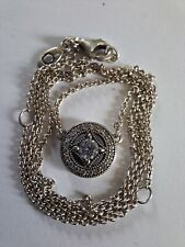 collier chaîne pendentif en argent massif ; Zirconiums 