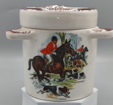 ?Joli pot de cuisine, à cookies, couvercle 3 anses, scène chasse à courre
