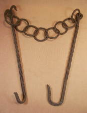 Ancienne Chaine de Crémaillère en Fer Forgé - Pour Cheminée Ancienne