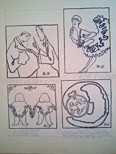 Dessin original signé f - original, a.f
