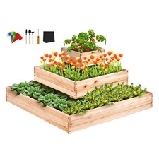 VEVOR Jardinière Lit de Jardin Surélevée Bois 113x113x51 cm pour Fleurs Légumes