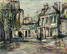 Michel Marie POULAIN : Rue de Montmartre - Huile sur toile signée