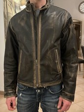 Vintage STRELLSON Swiss Cross biker Jacket Blouson Veste Cuir 50