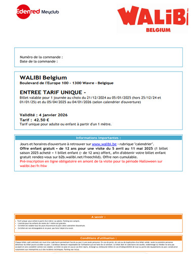 Deux billets pour parc - e-billets,