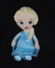 Peluche doudou poupée Elsa DISNEY La reine des neiges blond robe bleue 30cm TTBE